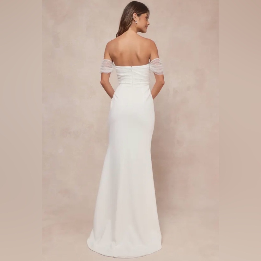 Profound Glamour Ivory Pearl Off-the-Shoulder Tulip Maxi Dress - Ivory - Small - Picture 2 of 12